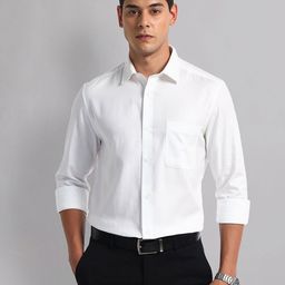 AD By Arvind Men Spread Collar Solid Cotton Casual Shirt-picture-29