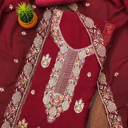 KALINI Embroidered Silk Georgette Unstitched Dress Material-picture-13