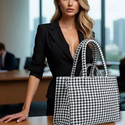 CLASSIC SMUGGLER Women Checked Structured Tote Bag-picture-8