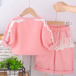 INCLUD Girls Graphic Self Design Sweatshirt With Trousers image 3