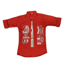 BAESD Boys Classic Regular Fit Spread Collar Typography Printed Cotton Casual Shirt-picture-45