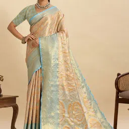 DWIJA FASHION Ethnic Motifs Zari Silk Blend Banarasi Saree-picture-42