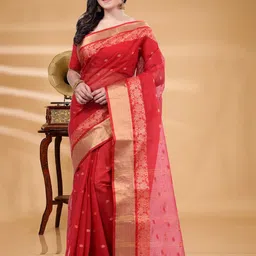 SRILOK Woven Design Zari Pure Cotton Taant Saree-picture-35