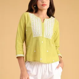LIMEROAD Embellished Embroidered Ethnic Cotton Top image 2