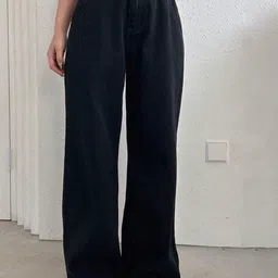 NUCOUTHS Women Super Wide Leg High-Rise Denim Stretchable Jeans image 1