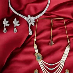 ANIKAS CREATION Set Of 2 Stone-Studded & Beaded Jewellery Set-image-52