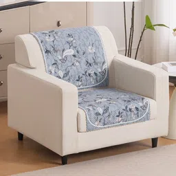 HOKIPO HeavenHue Grey & White 2 Pieces Printed 1 Seater Sofa Covers-image-67