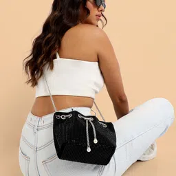 HAUTE SAUCE by Campus Sutra Women Embellished Bucket Sling Bag image 5