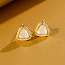 COOLWOOL Gold Plated Artificial Stones Studded Triangular Shaped Korean Studs image 1