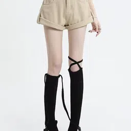 StyleCast x Revolte Women Cotton High-Rise Denim Shorts-image-0