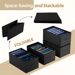 Aura Black 2 Pieces 9 Grid Folding Trouser Storage Drawer Organisers image 2