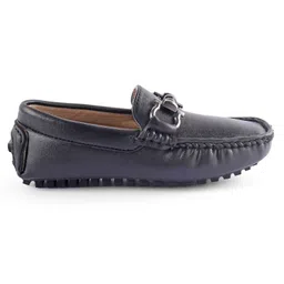 Pine Kids Round Toe Solid Party Wear Loafers with Cushioned Footbed - Black image 4