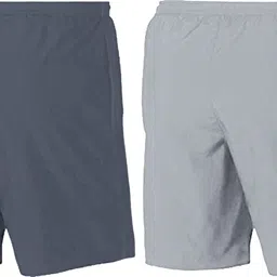 indiclub Pack of 2 Solid Men Dark Grey, Grey Sports Shorts image 2