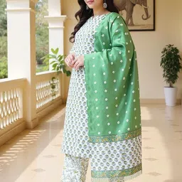 SZN Women White Cotton Blend Kurta Sets image 3