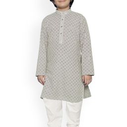 SG YUVRAJ Boys Embroidered Regular Sequinned Kurta with Pyjamas-picture-4