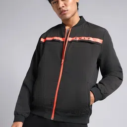 CULT Men Mock Collar Brand Logo Printed Lightweight Bomber Jacket-picture-30