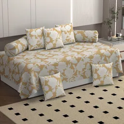 Bromwick 8-Pcs Beige & White Printed 250TC Diwan Set-picture-35