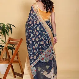 GOHILL ENTERPRISE Floral Pure Linen Handloom Saree image 5