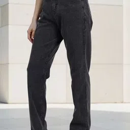 HERE&NOW Women Jean Boyfriend Fit High-Rise Acid Wash Stretchable Jeans image 3