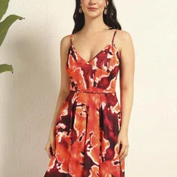 TANDUL Women Floral Print Fit & Flare Dress-image-93