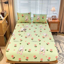 JC HOME Green & Orange Floral 220 TC Queen Bedsheet with 2 Pillow Covers-picture-8