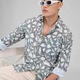 VASTRADO Men Classic Cutaway Collar Floral Printed Slim Fit Casual Shirt-image-27