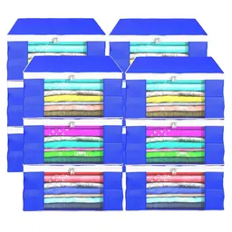 Kuber Industries Blue & White 12 Pieces Foldable Drawer Organisers image 3