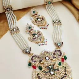 DEWENWILS Gold-Plated Stones Studded & Beaded Jewellery Set-picture-48