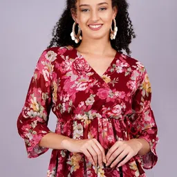 KALINI Print Flutter Sleeve Georgette Top image 1