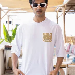 BonOrganik Men Graphic Printed Round Neck Cotton Oversized T-shirt-picture-32