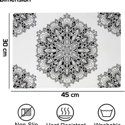 Aura 6Pcs White & Black Printed Table Placemats image 3