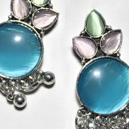 Jolly Faces Set Of 2 Artificial Stones Studded Contemporary Oxidised Studs image 3