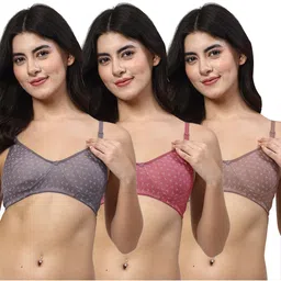 LILY itida Pack Of 3 Printed Seamless Non Padded T Shirt Bra image 3
