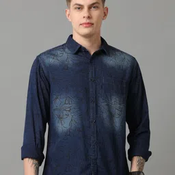 Voi Jeans Men Spread Collar Faded Cotton Slim Fit Casual Shirt-image-52