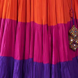 ODETTE Printed Mirror Work Ready to Wear Lehenga & Blouse With Shrug image 3