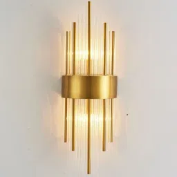 stello Luxury Gold & Crystal Rod Wall Light image 1