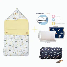 musk baby Baby carrier nest cum sleeping bag combo with mustard pillow Sleeping Bag-picture-27