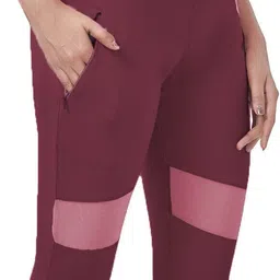 mehrang Color Block Women Maroon Tights image 3