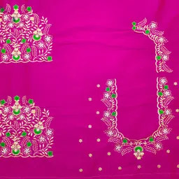 vishwambhari enterprise Unstitched Art Silk Blouse Material Embroidered image 4