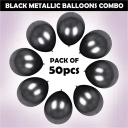 bzore Solid Best 50 Pcs Metallic Black Ballons for Birthday, Anniversary & Party Decoration Balloon image 2