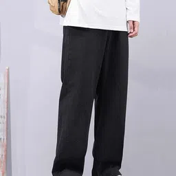 denim fit Men Loose Fit Mid Rise Black Jeans-picture-18