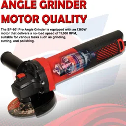 digital craft Angle Grinder 1300W Powerful Motor 100mm Disc 11000 RPM Copper Armature Angle Grinder image 3