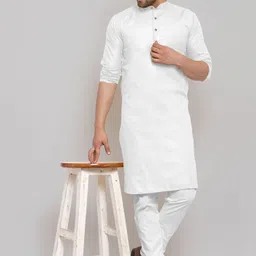 jenjee Men Solid Cotton Blend Straight Kurta-picture-21