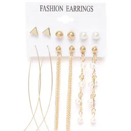 Jewels Galaxy Set of 6 Gold-Plated Earrings-image-16
