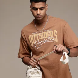 The Roadster Life Co. Typography Printed Drop-Shoulder Sleeves Pure Cotton Relaxed T-shirt-picture-25