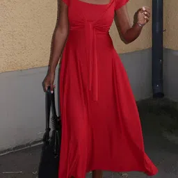 HERE&NOW Women Square Neck Midi Dress-picture-19