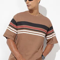 The Roadster Life Co. Relaxed Fit Striped Pure Cotton T-shirt-picture-58
