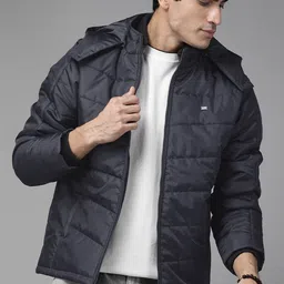 Roadster Men Navy Blue Solid Padded Jacket with Detachable Hood-picture-39