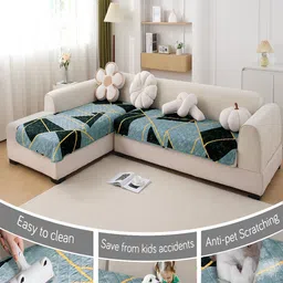 HOKIPO Green & Black Printed Polyester 1 Piece Sofa Cover image 2