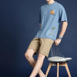 Mast & Harbour Printed Drop-Shoulder Sleeves Relaxed T-shirt image 5